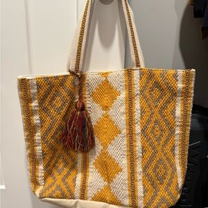 Stylish Yellow and Cream Tote Bag